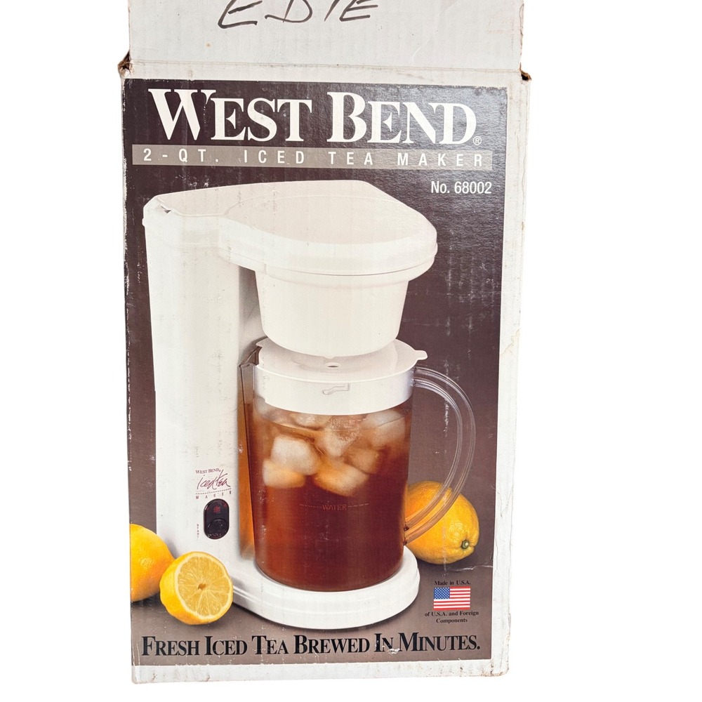West Bend Iced Tea Maker 2 Quart White Vintage Model 68002 Made in USA
